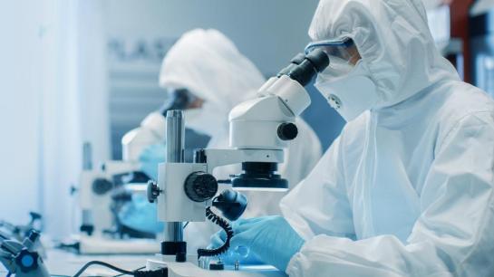 Researchers in cleanroom